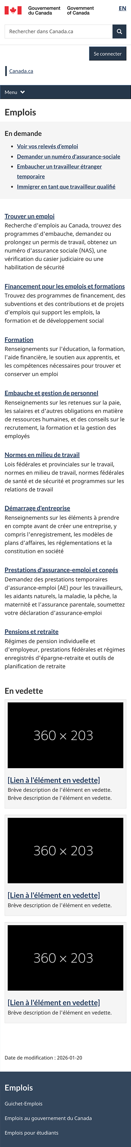 Conception stratifiée pour la navigation par thème pour les petits écrans. Version textuelle ci-dessous&nbsp;: