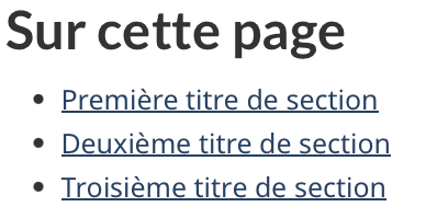 Image du modèle de table des matières à l’intérieur de la page.
